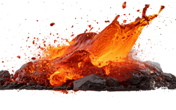 lava splash on white background