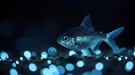 Fototapeta premium Skirt tetra fish illuminated by dotted lights on ground picture
