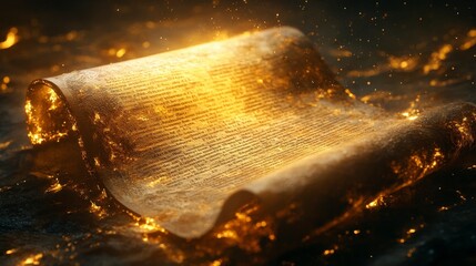 Glowing Ancient Scroll of Revelation with Divine Light
