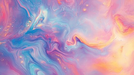 Fototapeta premium Iridescent fluid art marbling paint texture. Iridescent marbling background