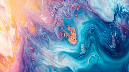 Iridescent fluid art marbling paint texture. Iridescent marbling background
