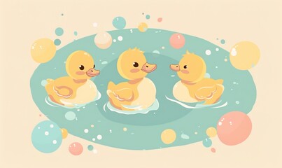 Realistic cartoon avatar of cute yellow duck animal on simple minimalist background Generate AI