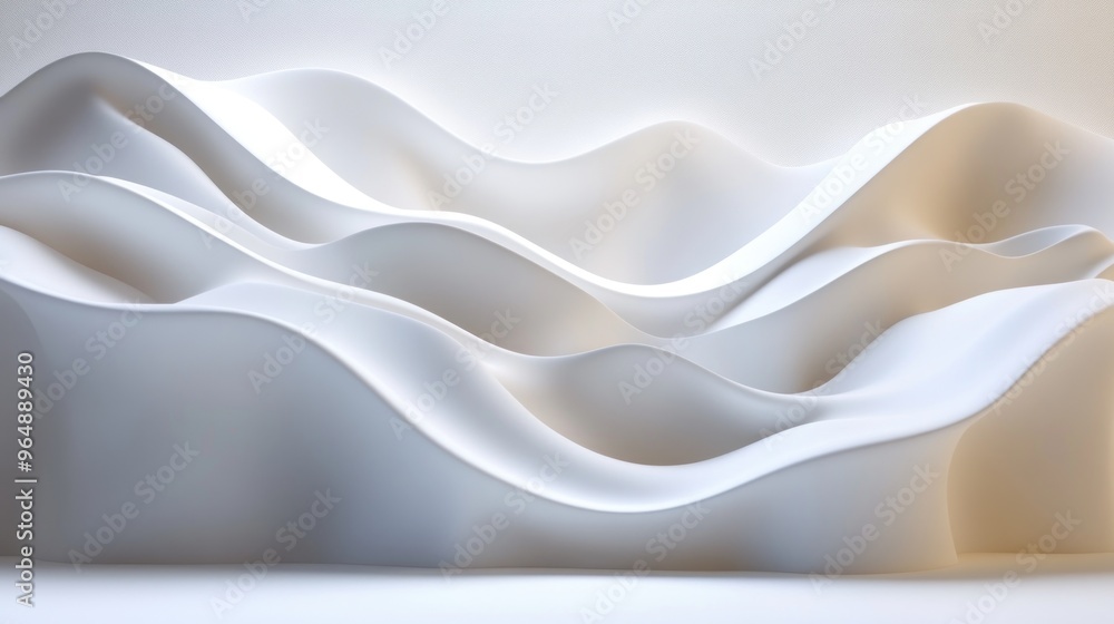 Wall mural abstract white curved surface with soft lighting