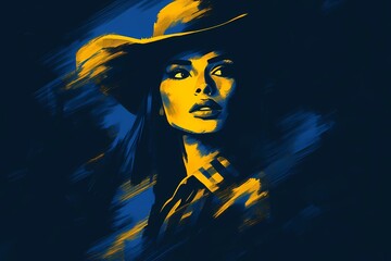 background image of a cowboy woman, western illustration style, western.  