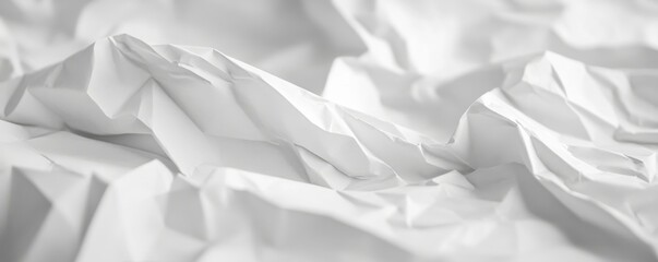 Obraz premium White crumpled paper texture, abstract background. Minimalistic design and creative concept