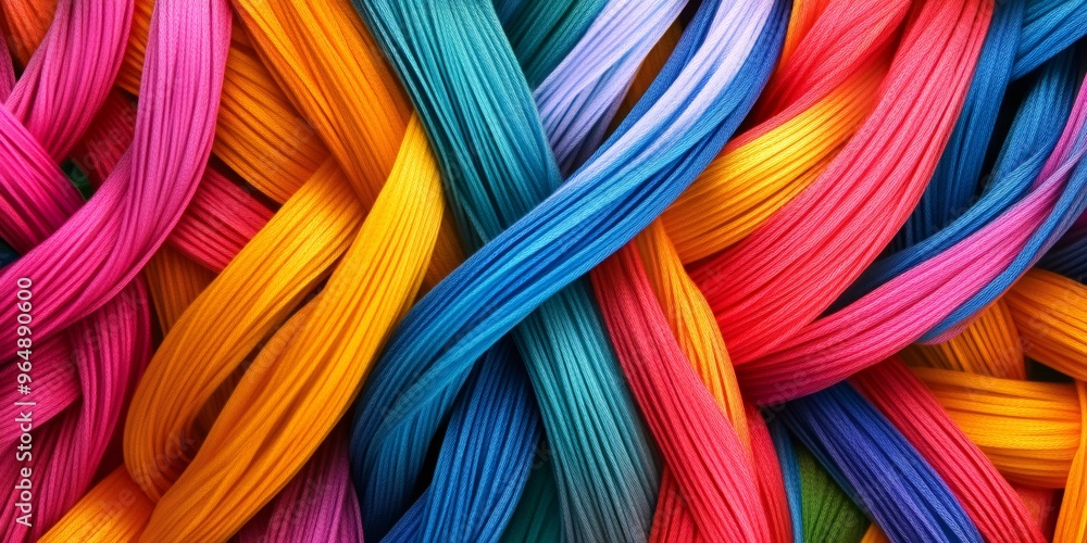 Poster abstract background with colorful intertwined strings.
