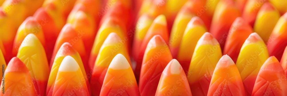Poster candy corn arranged in rows and columns