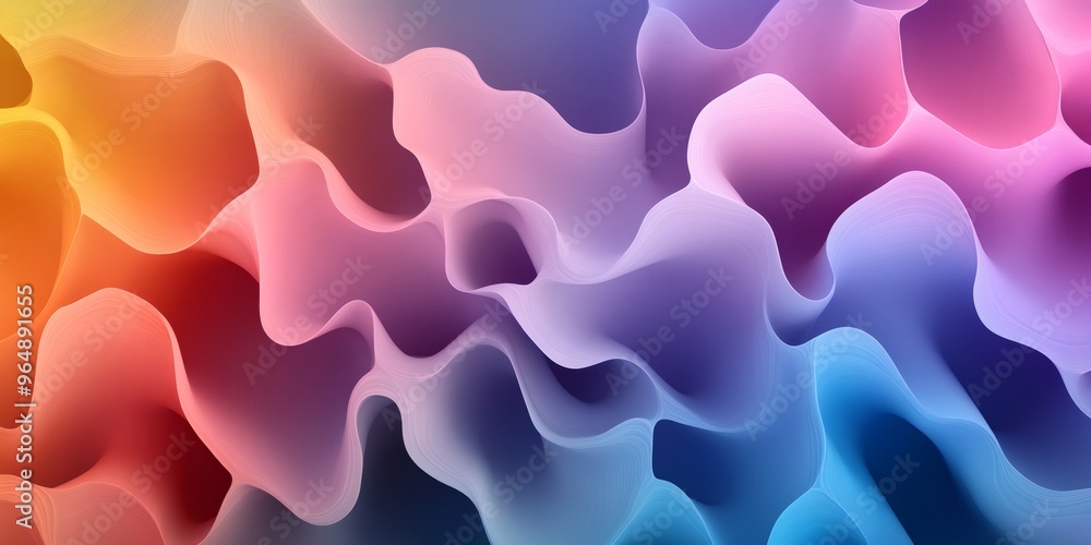 Aufkleber abstract background with flowing waves of color, transitioning from orange to blue.