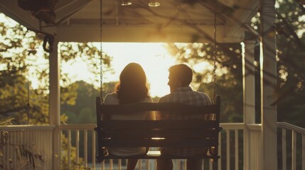 A Couple Sits Together on a Porch Swing, the Gentle Back and Forth Motion Mirroring the Steady Rhythm of Their Life and Love Together