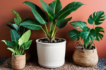 Obraz premium Tropical Foliage Garden Collection Featuring Philodendron Banana and Monstera Leaves