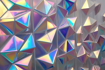 Colorful 3D Iridescent Geometric Shapes on Transparent Canvas