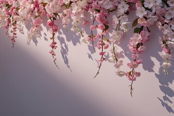 Elegant Cherry Blossom Shadow and Wildflower Wall Art for Spring and Fall Serenity