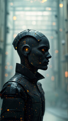 fashion cyborg hero profile face portrait urban