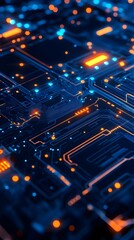 Obraz premium Detailed futuristic diagram of a blue circuit board with advanced technology