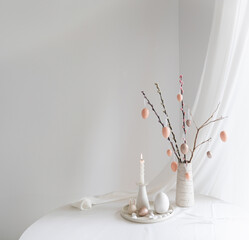 Easter background with copy space. White interior.