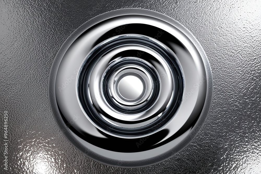 Poster reflective three dimensional swirl design with shiny silver background
