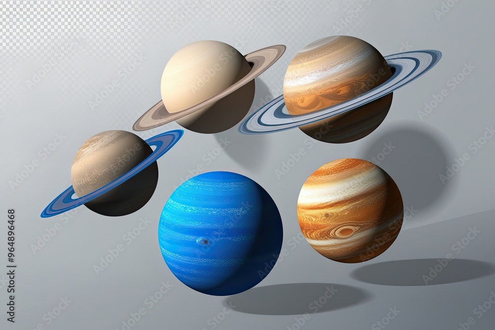 Poster realistic isolated planets collection on transparent background