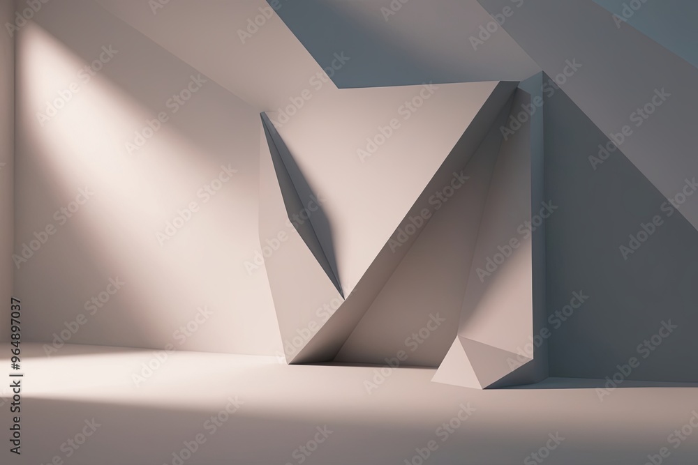 Poster minimalist geometric design in abstract 3d render background