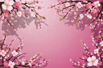 Fototapeta premium Dreamy Cherry Blossom Shadow: Decorative Floral Elements for Spring and Summer Backgrounds