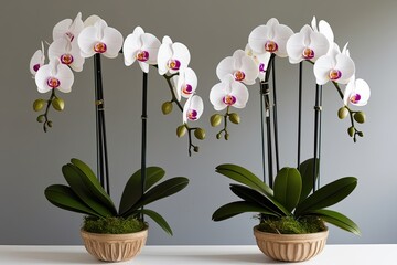 Elegant Botanical Decor with Beautifully Arranged Orchid Flower Branches