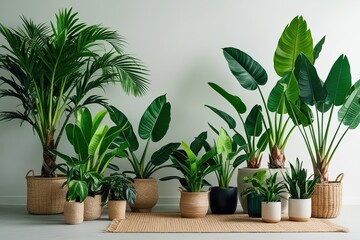 Lush Tropical Plant Collection Featuring Cordyline Philodendron and Rubber Plant in Serene Outdoor Oasis