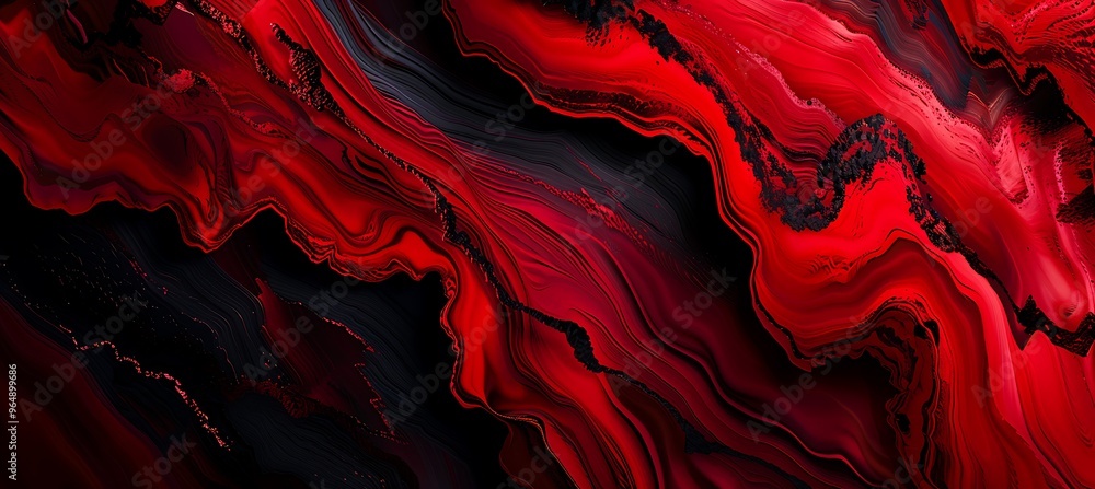 Poster red and black color flow on an abstract backdrop