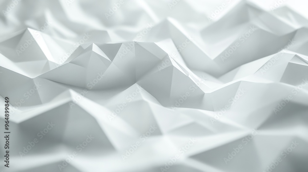 Poster Abstract low poly white surface with geometric shapes