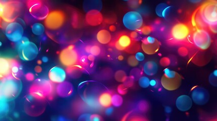 Naklejka premium Blurry, colorful neon lights on a dark background, creating a futuristic microscopic photo effect with vibrant and dynamic hues
