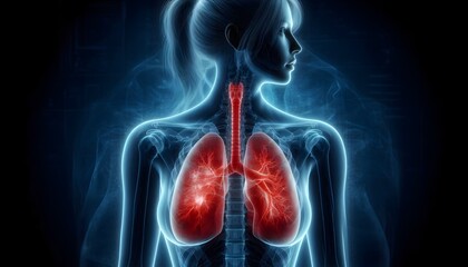 X-Ray Images of Human Lungs - Blue and Red Variations for Medical and Educational Use