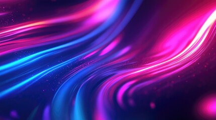 Fototapeta premium Vibrant neon lights in a blurry abstract form, set against a dark background, giving a microscopic and futuristic vibe