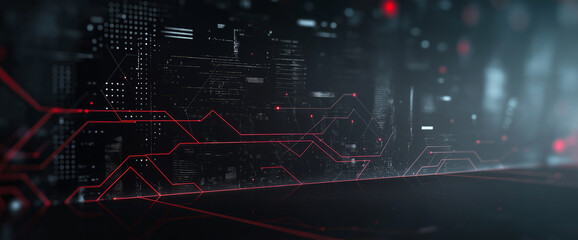 Fototapeta premium Futuristic digital data connection interface with abstract network lines and communication pathways