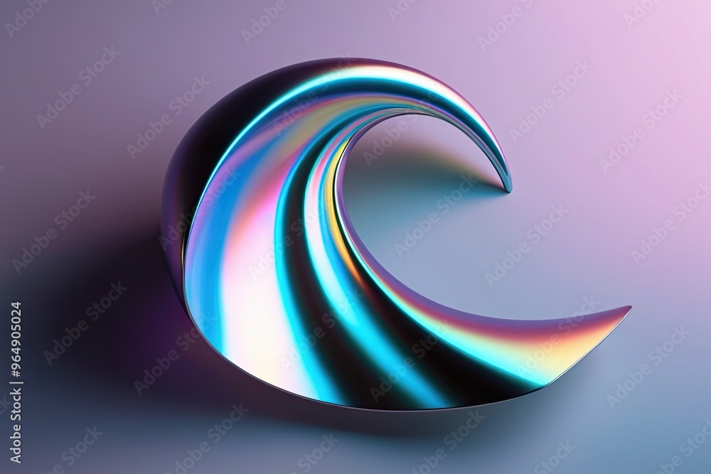 Poster futuristic iridescent 3d abstract wave shape in gradient colors