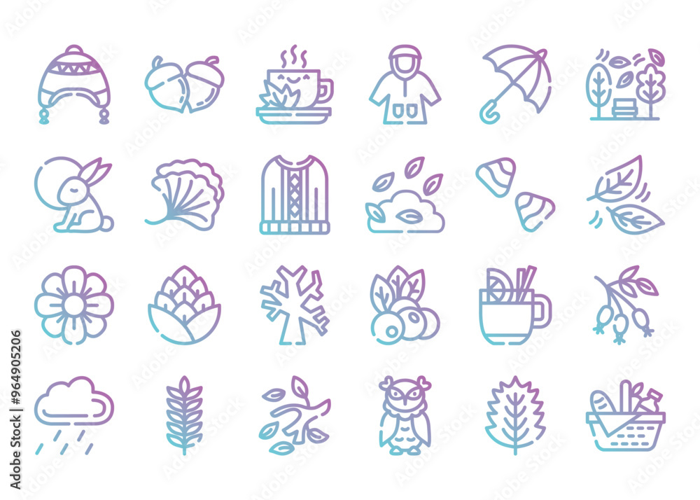 Canvas Prints seasonal autumn in gradient outline icon set.vector illustration