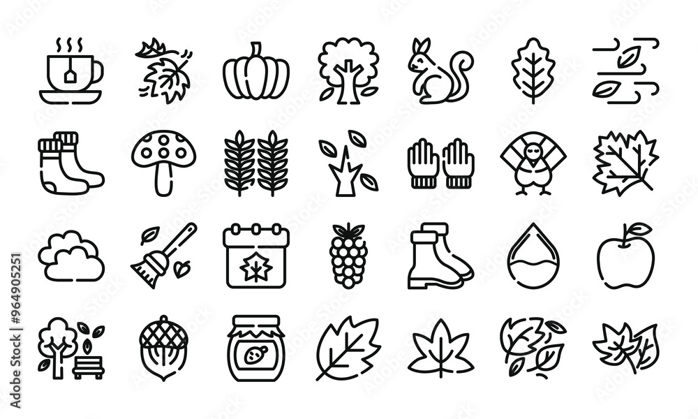 Wall mural autumn outline icon set.vector illustration