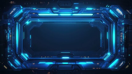 A blue and silver computer screen with a black border