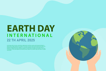 Earth day landing page with hands holding a globe