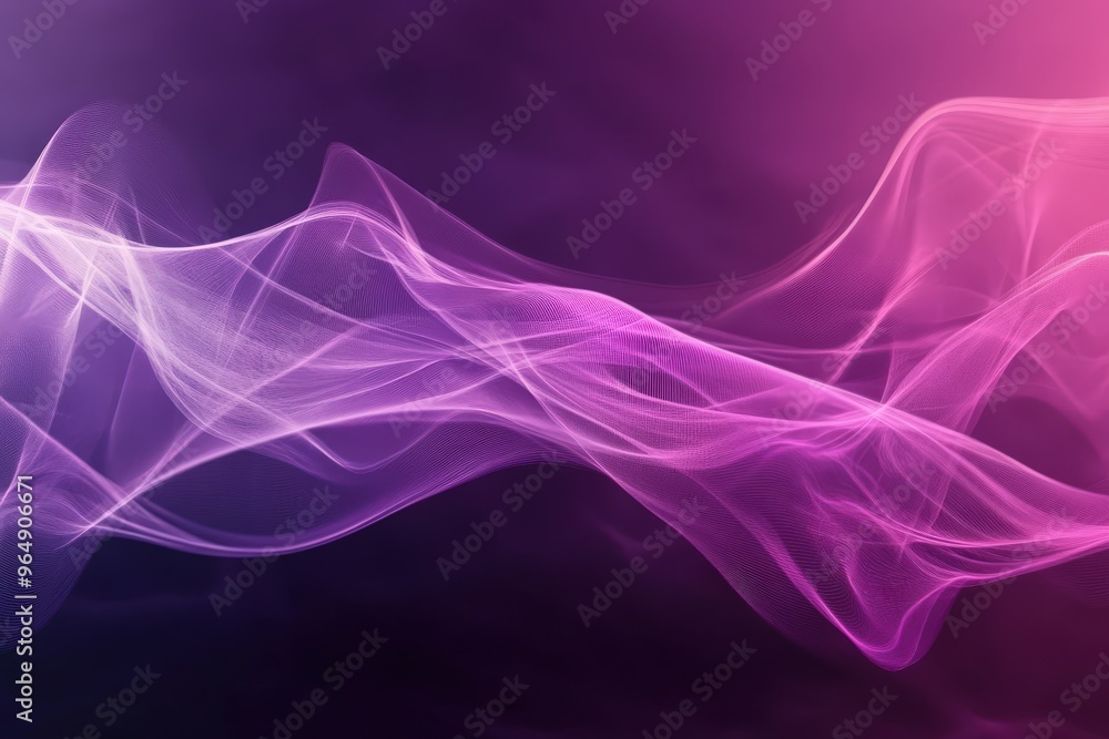 Poster abstract purple and pink gradient background with flowing wave patterns.