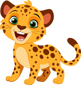 Cute cartoon leopard, jaguar. Jungle animal illustration