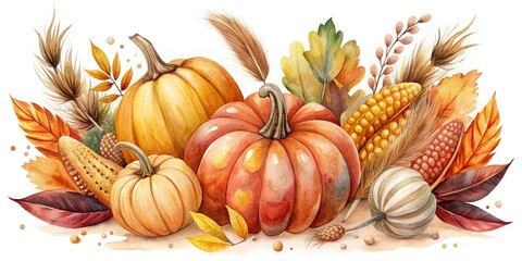 Whimsical Watercolor Illustration Autumnal