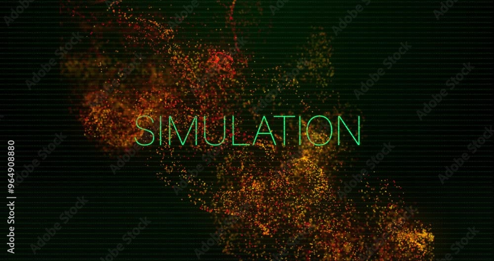 Aufkleber animation of glowing network of connections over simulation on black background