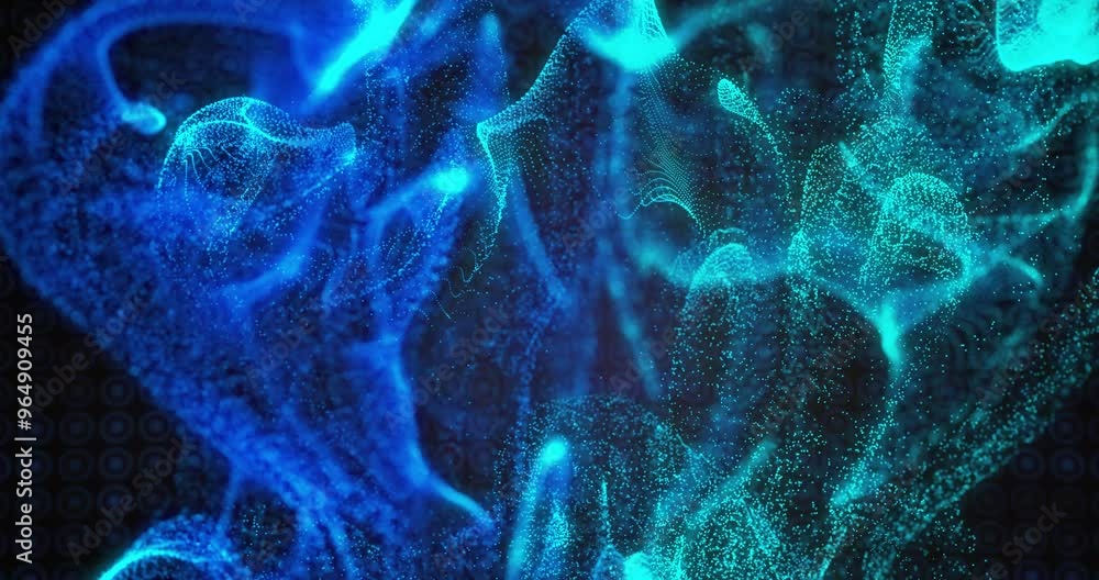 Aufkleber animation of glowing network of connections over pattern on black background