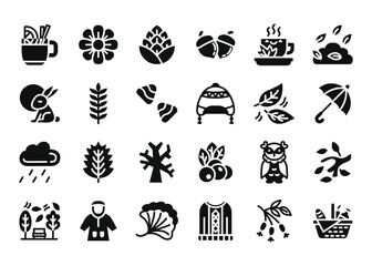 Seasonal autumn in glyph icon set.Vector illustration