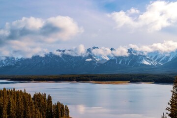 Cloudy Blue Sky Over Lower Kananaskis Lake