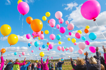 a community gathering to release balloons in memory of missing children