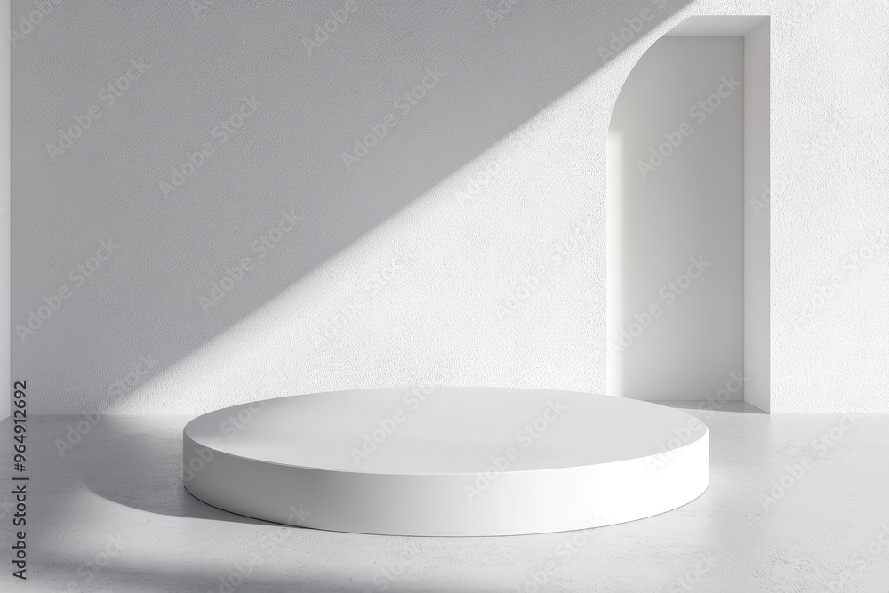 Poster minimalist white platform with a light shadow. perfect for displaying products or showcasing your br