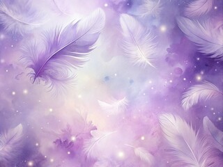 Obraz premium Soft, whimsical purple watercolor background with subtle texture and delicate, feathery brushstrokes, evoking a sense of dreamy creativity and ethereal elegance.