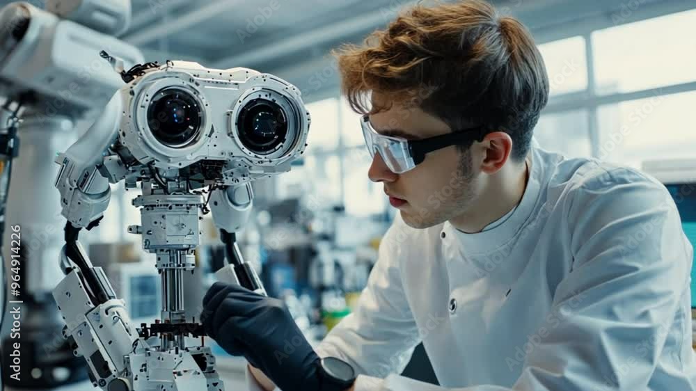Poster project engineer in industrial automation, factory robotics technology