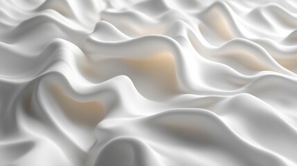 Undulating waves of white fabric create a serene abstract landscape