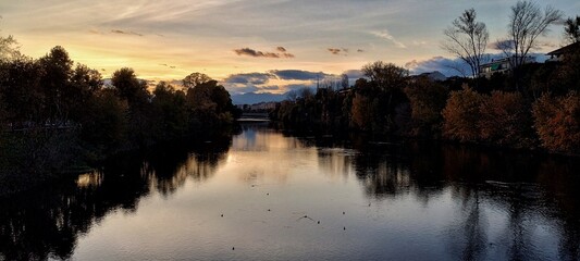 sunset over the lake