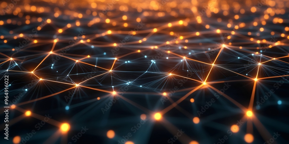 Aufkleber abstract glowing network of lines and points on a black background.